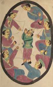 1800年代，七个杀死阿比曼尼亚（Abhimanya）的英雄或战士。 作者 不明