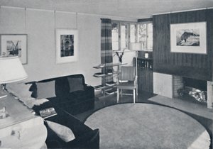 塞沃尔·史密斯（Sewall Smith）。建筑师在纽约尼亚加拉大瀑布自己家中的客厅，绿松石蓝的珊瑚 作者 不明