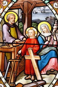 Shrine of Our Lady of la Salette Stained glass window Jesus in his father
