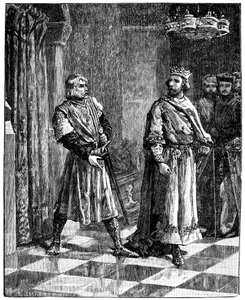 西蒙·德·蒙福特（Simon de Montfort）与亨利三世争吵，1257年，c1880年 作者 不明