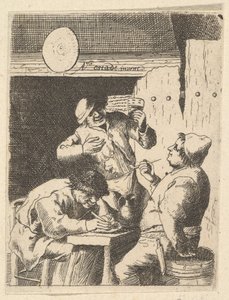 站在两个吸烟者之间的歌手，1610-85。 作者 不明