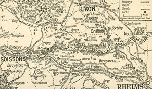 索森（Soissons）上方埃纳河谷的素描地图，1914年，c1920年。 作者 不明