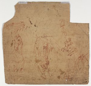 《马与骑士草图》，《马草图》，十七世纪。 作者 不明