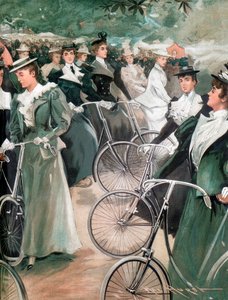 在伦敦海德公园骑自行车的社会女性，1896年 作者 不明