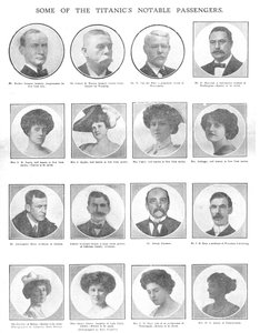 1912年4月20日，《泰坦尼克号》上的一些著名乘客。 作者 不明