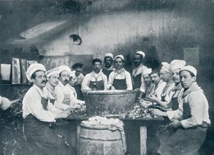 1919年，在Messagerie Van Gand上，一些厨师准备汤 作者 不明