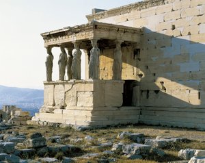 Ereichteion 神庙的南面，雅典卫城。 照片。 作者 不明