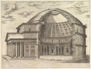 壮观的罗马窥镜：万神殿，拆开以显示内部，1553年。 作者 不明