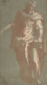 手持书本的站立大胡子男人，1530-60。 作者 不明