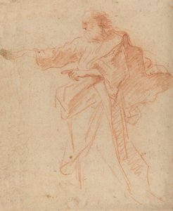站立的大胡子指着左边，17世纪中期。 作者 不明