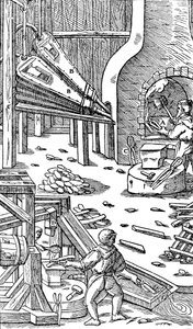钢铁生产：带有波纹管的锻造以产生吃水，1556年 作者 不明
