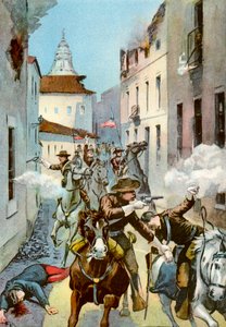 1898年，美西战争，古巴圣地亚哥举行街头大战 作者 不明