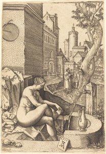 苏珊娜被两位长者惊吓，1555年。 作者 不明
