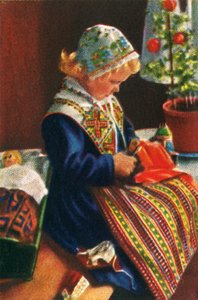 瑞典女孩玩洋娃娃，c1928。 作者 不明