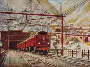 瑞士快运（Swiss Express）离开圣大哥大（St. Gotthard）大隧道，1926年 作者 不明