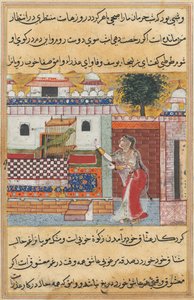鹦鹉的故事Tuti-nama：第十二夜：鹦鹉对Khujasta ...，c。 1560。 作者 不明