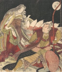 Tamamo no Mae和射手三浦仓之助，1835年。 作者 不明