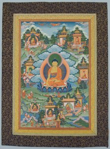 有佛的唐卡，19世纪。 作者 不明