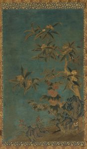 挂毯：果树和冬青，明代，1368-1644。 作者 不明