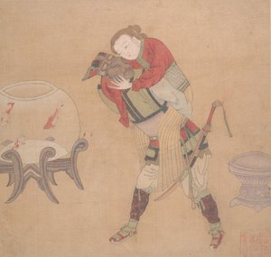 塔塔尔族官员携带金发女郎，十九世纪。 作者 不明