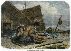 纹身毛利人酋长，新西兰，c1875 作者 不明