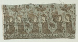 带有报喜的纺织品碎片，1370-1400年。 作者 不明