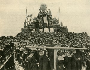 约克大主教拜访1914年第一次世界大战，1920年左右的英国皇家海军水手。 作者 不明