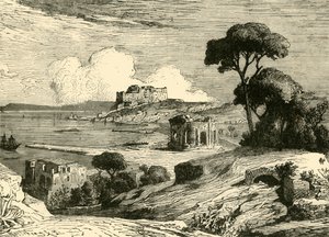 大包湾，有罗马别墅遗迹，1890年。 作者 不明
