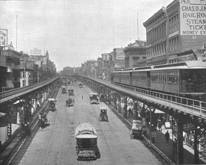 Bowery，朝北，美国纽约，摄于1900年。 作者 不明