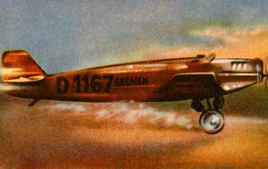 不来梅·容克斯（Bremen Junkers）W 33于1928年4月12日离开爱尔兰巴尔多内尔机场（Baldonnel Aerodrome），1932年。 作者 不明