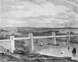 横跨梅奈海峡的不列颠尼亚管状桥梁，1850年，1901年。 作者 不明