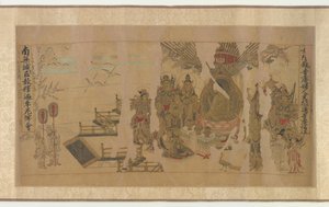 佛陀在库西纳加拉对Yamaraja讲话，12-13世纪。 作者 不明