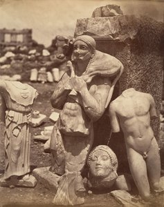 在雅典卫城开棺后不久的抱犊人和Kritios男孩，Danse...，约1865年。 作者 不明