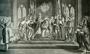 1902年，安妮·伯林（Anne Boleyn）加冕圣爱德华王冠。 作者 不明