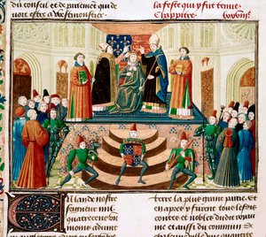 英格兰亨利四世的加冕典礼珍·弗罗伊萨尔（Jean Froissart）的微型法国细部肖像，摄于1470年 作者 不明