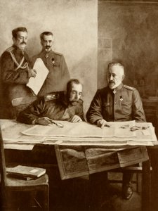 俄罗斯皇帝与尼古拉大公在前线》，1916年。 作者 不明