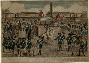 1793年10月16日，玛丽-安托瓦内特在革命广场被处决，约1793年。 作者 Unbekannt