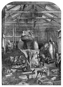 塞登纳姆水晶宫的绝种动物模型房，1853年 作者 不明