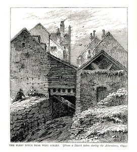 改建期间，西街附近的舰队沟，1844年 作者 不明