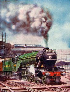 飞行的苏格兰人离开国王十字车站（Kings Cross Station），被2563号（1935-36）拖走。 作者 Unbekannt