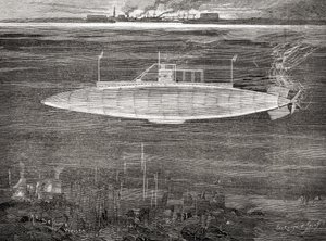 法国海军古斯塔夫-泽德号潜水艇，于1900年下水。 作者 不明