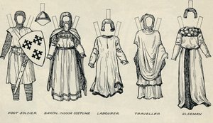 英国服装画廊：早期Plantagenet时代的服饰类型，c1934 作者 不明