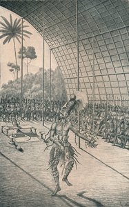 芒巴图国王蒙萨（Mangsa）国王在妻子和战士面前跳舞，c1870，1903年 作者 不明