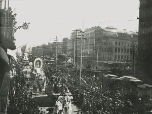 1895年，美国新奥尔良运河街上的狂欢节游行。 作者 不明