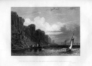 哈德逊河上的木栅岩石，西岸，纽约，1855年 作者 不明