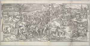 大篷车的通行》来自门楣画《Ces Moeurs et fachons de faire de Turcz Customs...》，1553。 作者 不明
