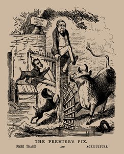 总理的定论。1845年4月，自由贸易与农业之间的皮尔，在自由贸易与保护之间。 作者 不明