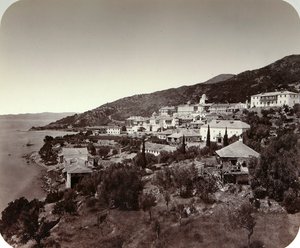 1860年代希腊阿索斯山的Rossikon St Panteleimon修道院 作者 不明