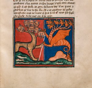 海兽和地兽。微型画来自：《圣让的启示》，约1320年。 作者 不明