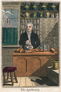药剂师用杵和臼配制药物，1823年 作者 不明